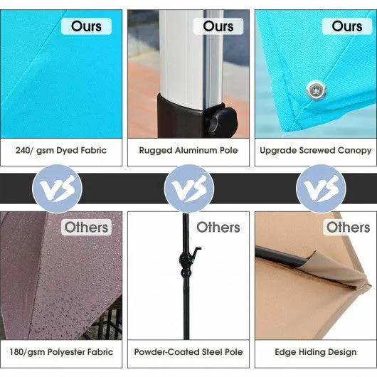 10 Ft 360 Degree Tilt Aluminum Square Patio Offset Cantilever Umbrella-Blue
