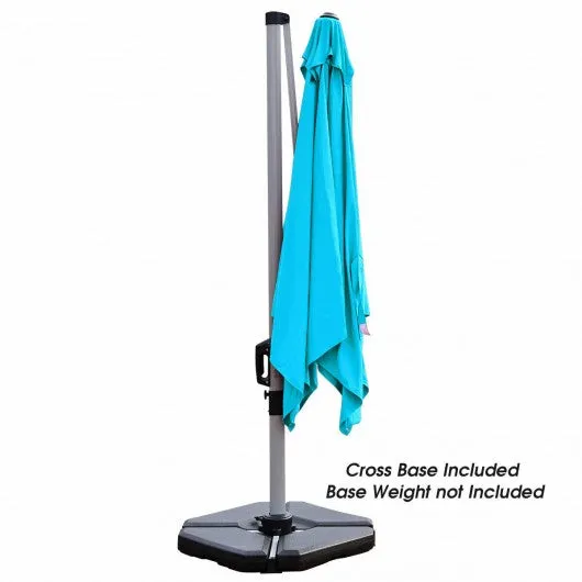 10 Ft 360 Degree Tilt Aluminum Square Patio Offset Cantilever Umbrella-Blue