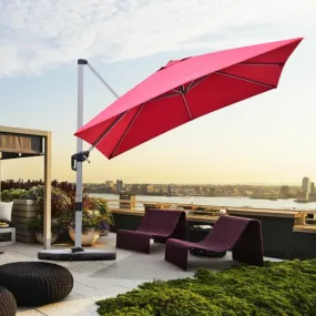 10 ft Tilt Aluminum Square Patio Offset Cantilever Umbrella without Weight Base