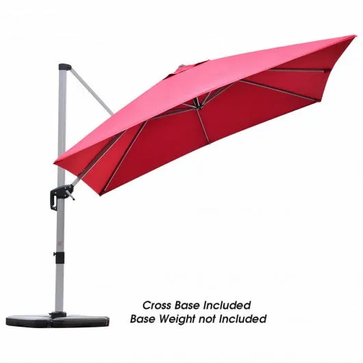 10 ft Tilt Aluminum Square Patio Offset Cantilever Umbrella without Weight Base