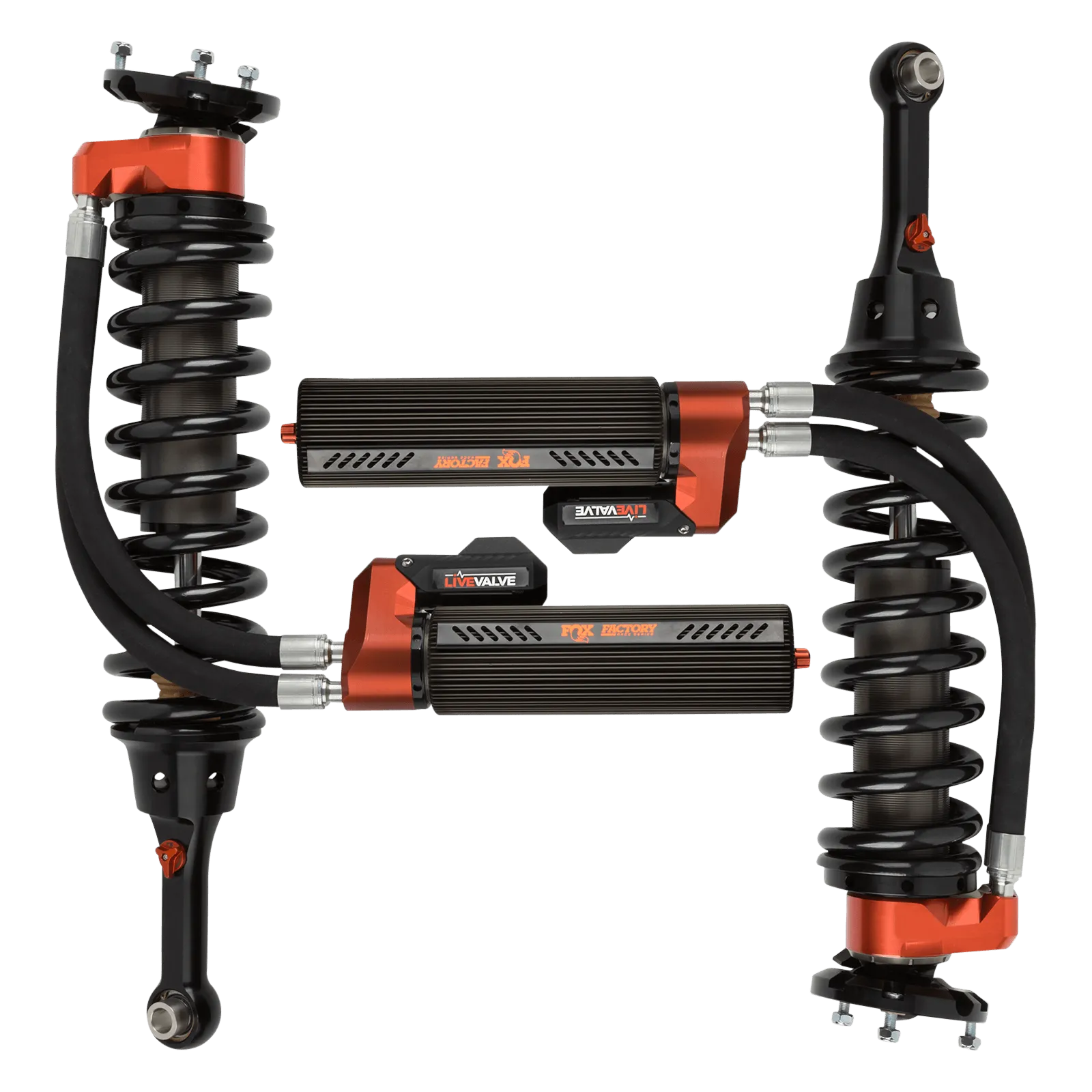 19-Up Ford Raptor Front Coilover Live Valve Internal Bypass Factory Race 3.0 Remote Reservoir 7.9 Inch 0-2 Inch Lift Fox Offroad Shocks