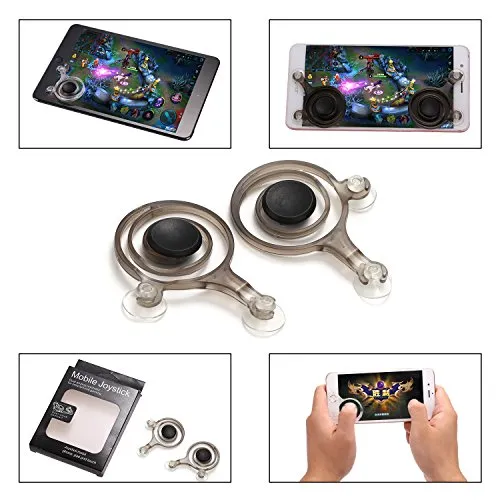 2 PCS 2017 New Hot Mobile Game Joystick Game KESHEE Sucker Paste King Glory Handle Artifact Flat Cell phone Hand Touch Button for Mobile Phone Funny Game Controller(Transparent）