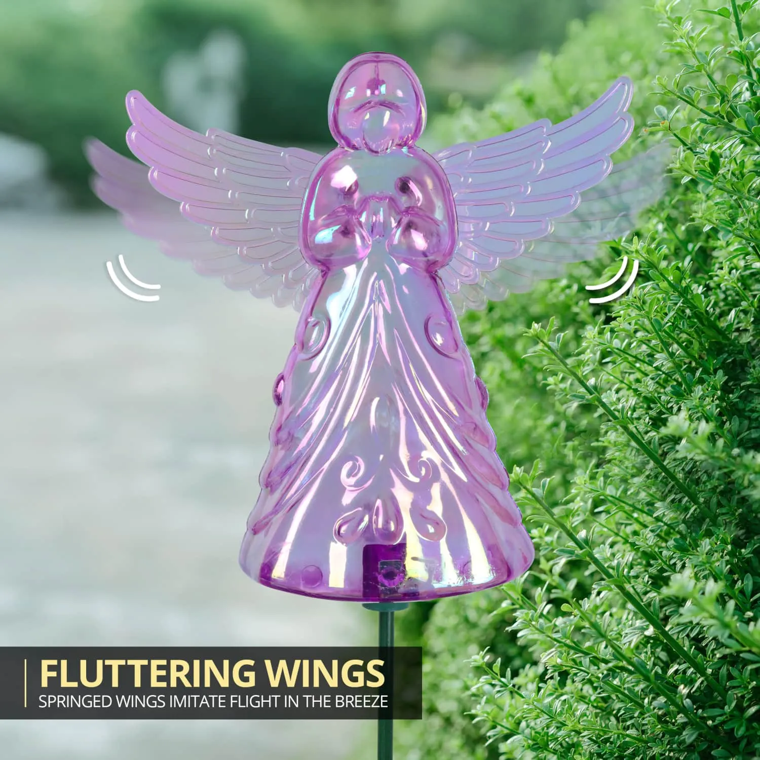 2 Piece Purple Angel WindyWing Garden Stakes, 4.5 by 30 Inches