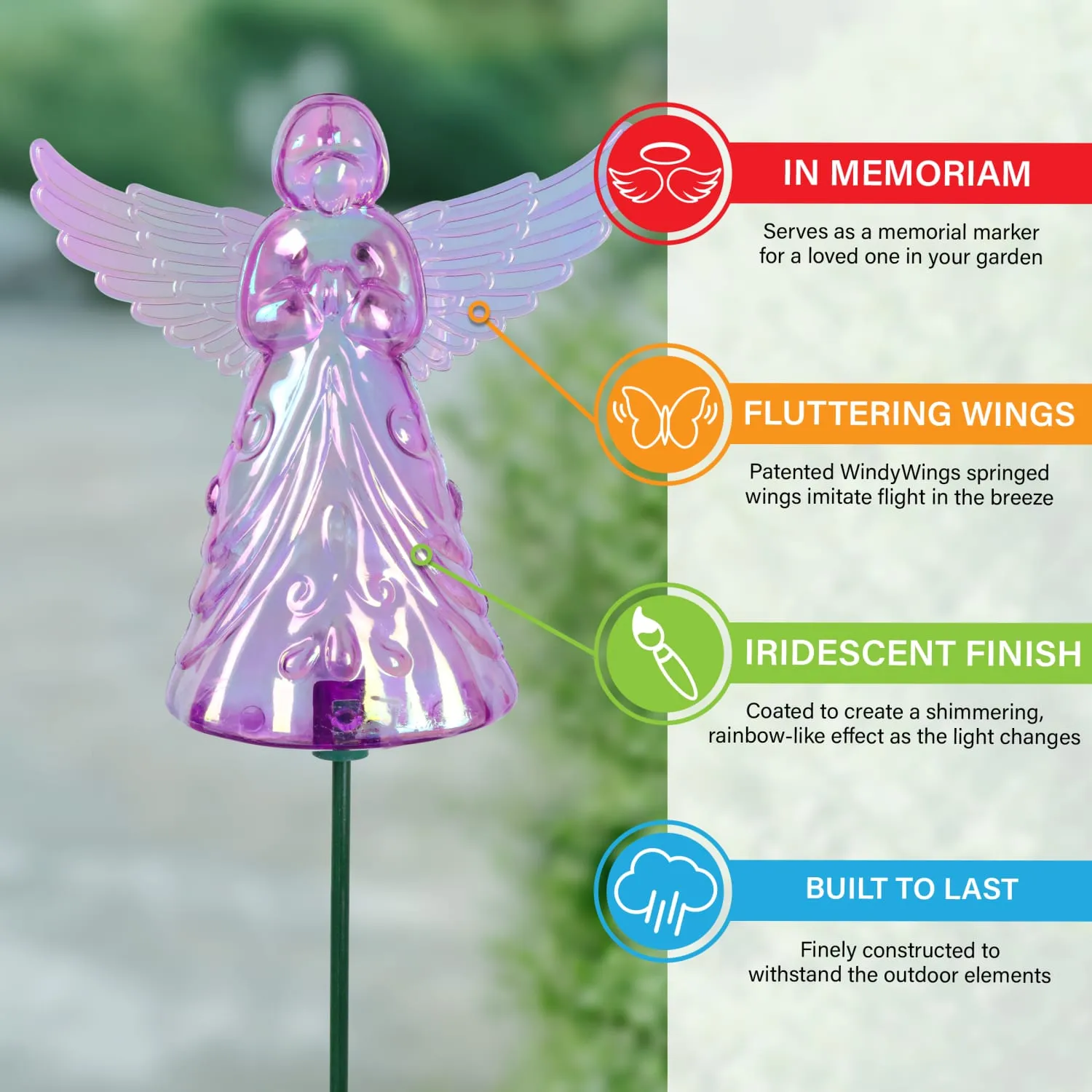 2 Piece Purple Angel WindyWing Garden Stakes, 4.5 by 30 Inches