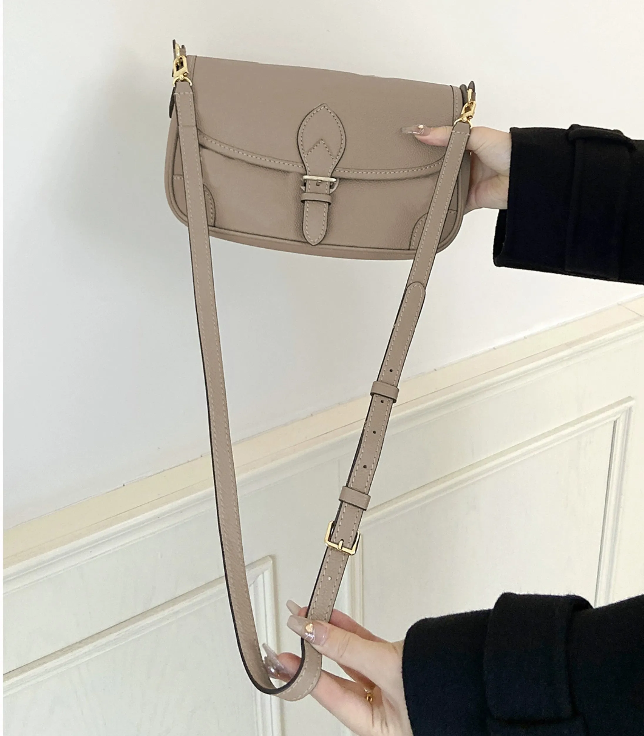 Adjustable crossbody strap replacement for Mini Pochette Accessoires, genuine leather material
