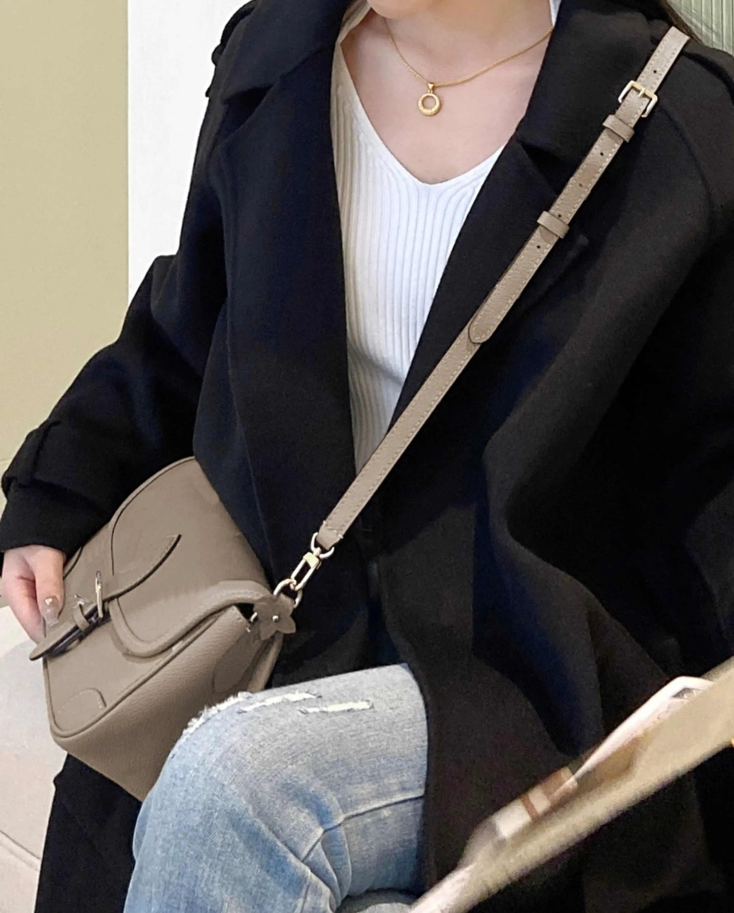 Adjustable crossbody strap replacement for Mini Pochette Accessoires, genuine leather material