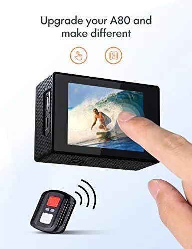 APEMAN 4K 60FPS Action Camera A87,Touch Screen 20MP Wi-Fi EIS 8X Zoom Remotor Control Sports Cam 40M Waterproof Underwater Vlog Camcoder with Mounting Accessories Kit and Carrying Case