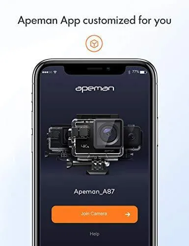 APEMAN 4K 60FPS Action Camera A87,Touch Screen 20MP Wi-Fi EIS 8X Zoom Remotor Control Sports Cam 40M Waterproof Underwater Vlog Camcoder with Mounting Accessories Kit and Carrying Case