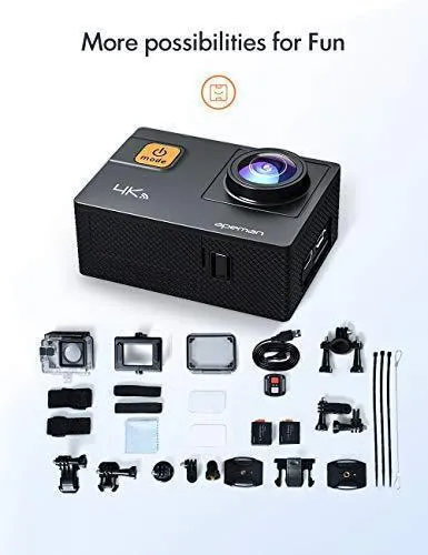 APEMAN 4K 60FPS Action Camera A87,Touch Screen 20MP Wi-Fi EIS 8X Zoom Remotor Control Sports Cam 40M Waterproof Underwater Vlog Camcoder with Mounting Accessories Kit and Carrying Case