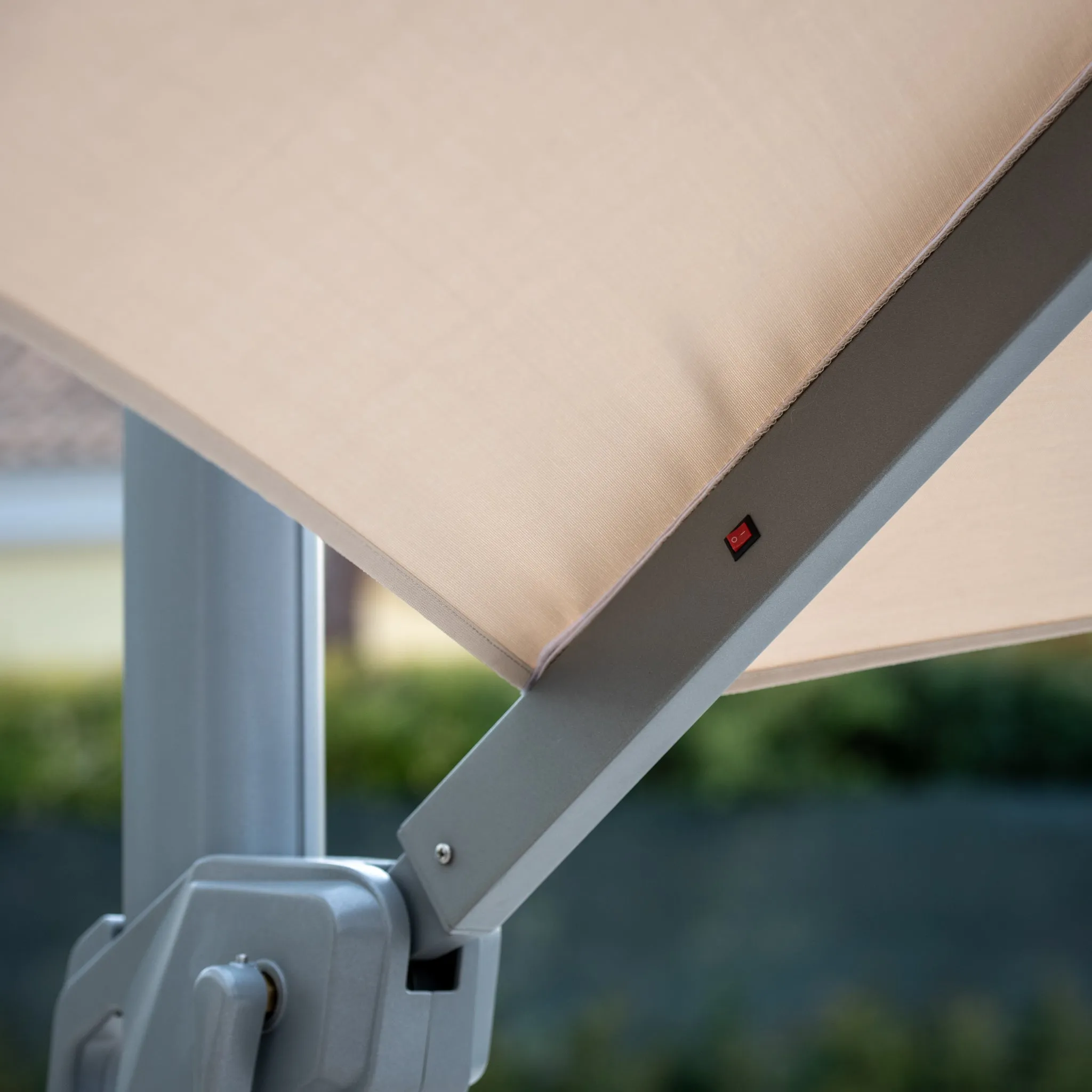 Ares 3.5m Round Cantilever Parasol with Solar powered LED Lights in Beige