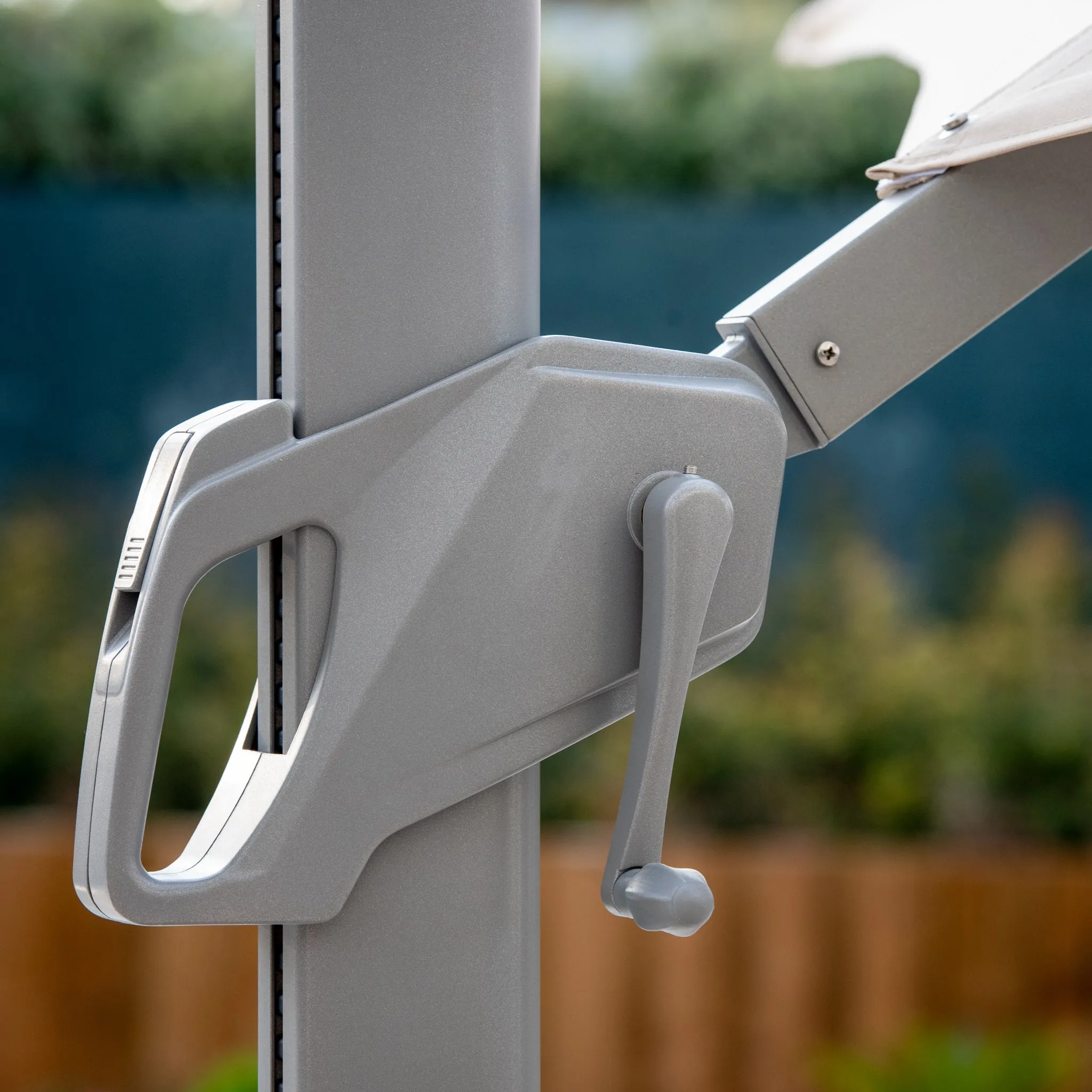 Ares 3.5m Round Cantilever Parasol with Solar powered LED Lights in Beige