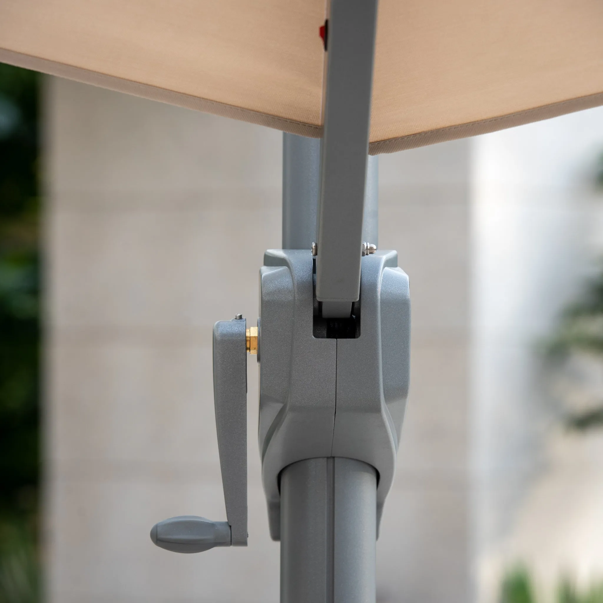 Ares 3.5m Round Cantilever Parasol with Solar powered LED Lights in Beige