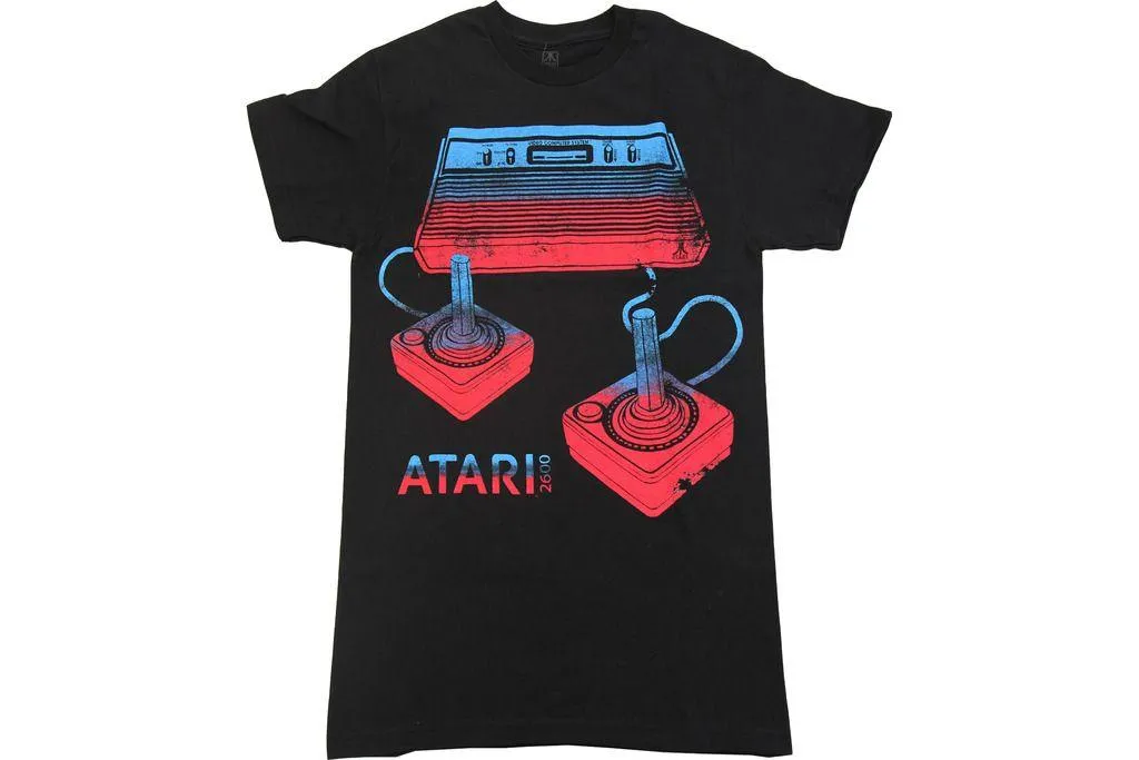 Atari Video Game Console And Joysticks Adult Black T-Shirt