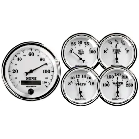 AutoMeter 1200 GAUGE KIT; 5 PC.; 3 3/8in./2 1/16in.; ELEC. SPEEDOMETER; OLD TYME WHITE II
