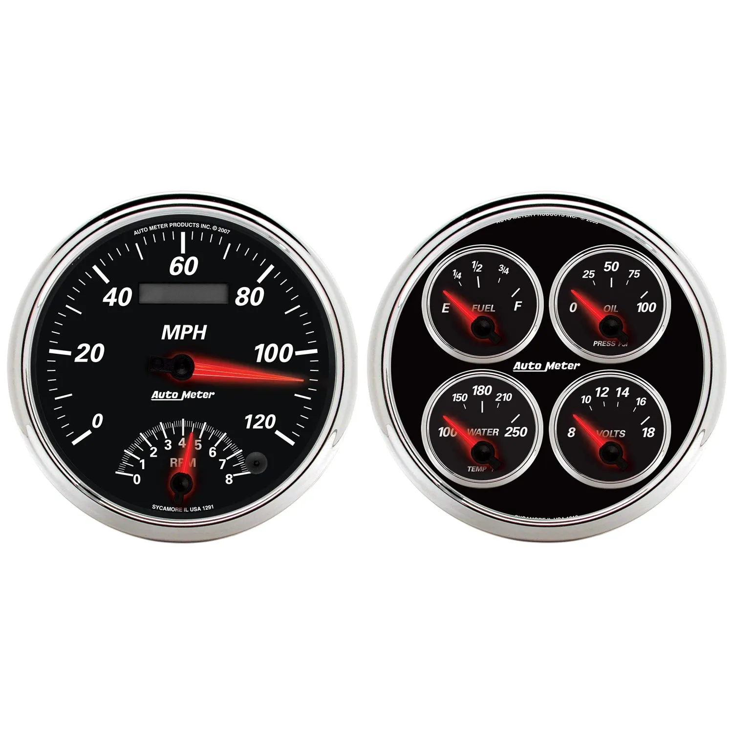 AutoMeter 1204 2 PC. GAUGE KIT; 5in. QUAD/SPEEDOMETER; 240-33 O; DESIGNER BLACK II