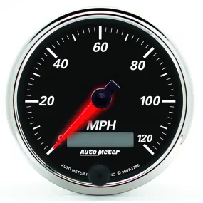 AutoMeter 1286 GAUGE; SPEEDOMETER; 3 3/8in.; 120MPH; ELEC. PROG. W/LCD ODO; DESIGNER BLK II