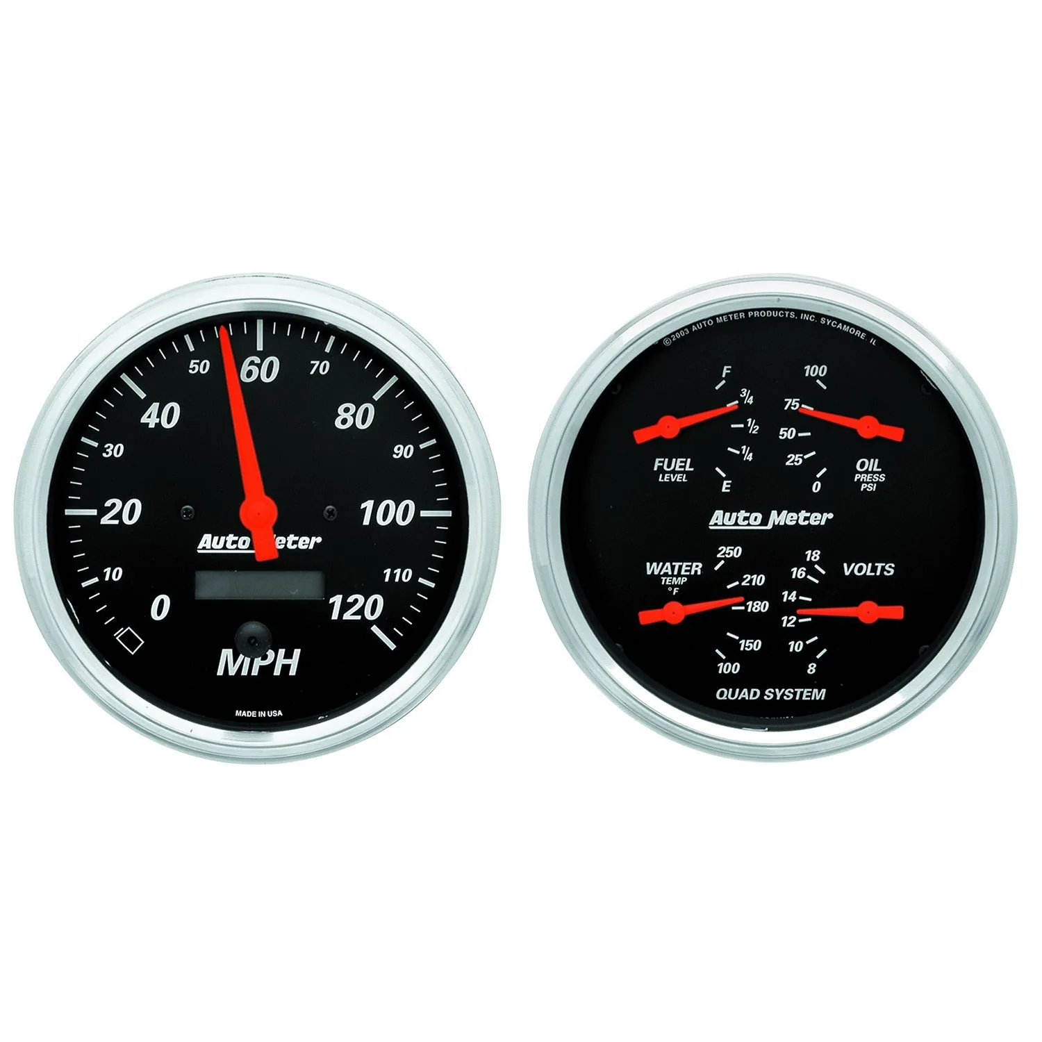AutoMeter 1403 2 PC. GAUGE KIT; 5in. QUAD/SPEEDOMETER; 240-33 O; DESIGNER BLACK
