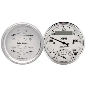 AutoMeter 1620 2 PC. GAUGE KIT; 3-3/8in. QUAD/TACH/SPEEDO; 240-33 O; OLD TYME WHITE