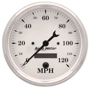 AutoMeter 1689 GAUGE; SPEEDO.; 5in.; 120MPH; ELEC. PROG. W/LCD ODO; OLD TYME WHITE
