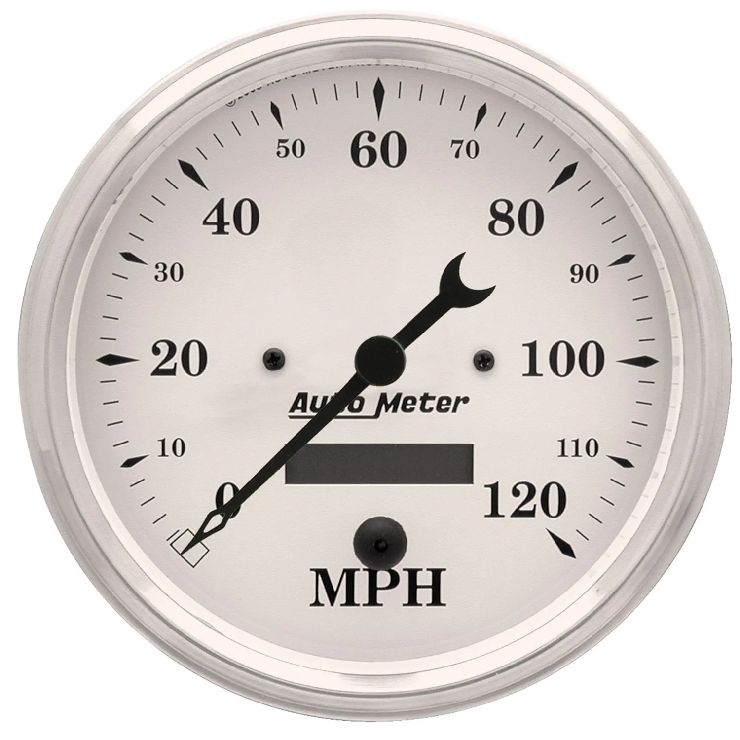 AutoMeter 1689 GAUGE; SPEEDO.; 5in.; 120MPH; ELEC. PROG. W/LCD ODO; OLD TYME WHITE