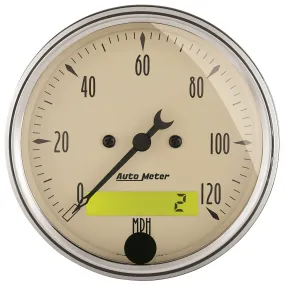 AutoMeter 1887 GAUGE; SPEEDO.; 3 1/8in.; 120MPH; ELEC. PROG. W/LCD ODO; ANTQ BEIGE