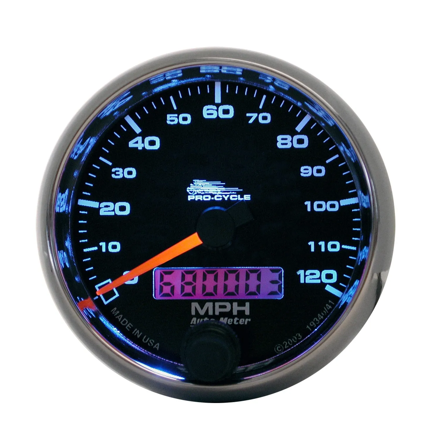 AutoMeter 19340 GAUGE; SPEEDO; 2 5/8in.; 120 MPH; ELEC; BLACK; PRO-CYCLE
