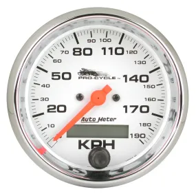 AutoMeter 19351 GAUGE; SPEEDO; 3 3/4in.; 120 MPH; ELEC; WHITE; PRO-CYCLE