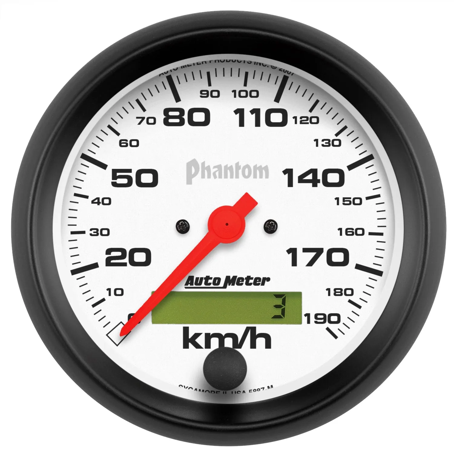 AutoMeter 5887-M GAUGE; SPEEDOMETER; 3 3/8in.; 190KM/H; ELEC. PROG. W/LCD ODO; PHANTOM