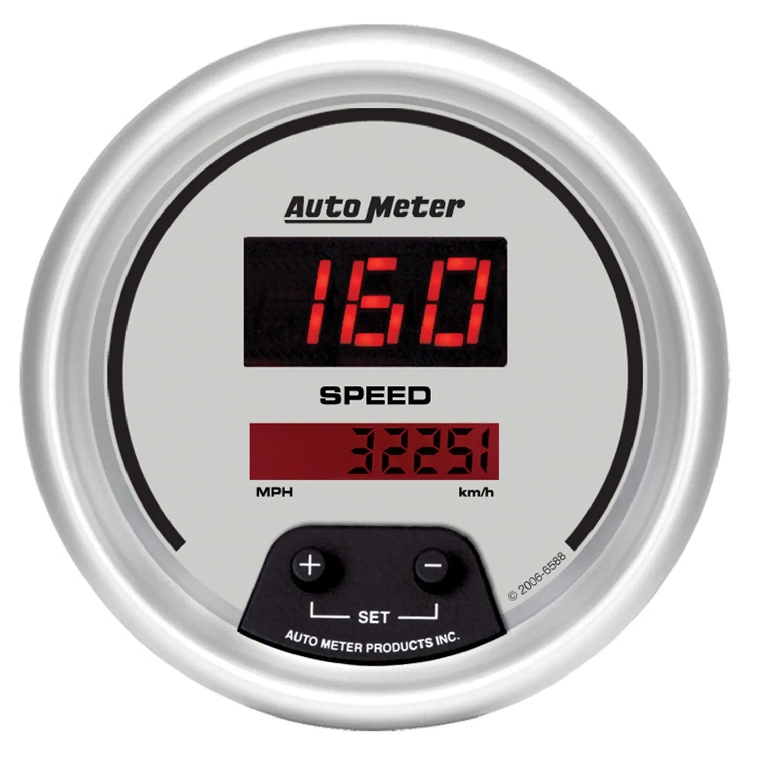 AutoMeter 6500 GAUGE KIT; 5 PC.; 3 3/8in./2 1/16in.; ELEC. SPEEDO.; DIGITAL; SILVER W/RED LED