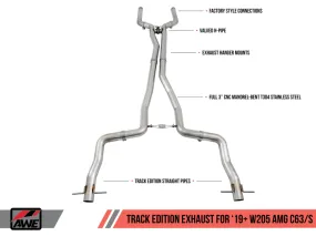 AWE Tuning 2019  Mercedes-Benz C63/S AMG Coupe (W205) Track Edition Exhaust - No Tips