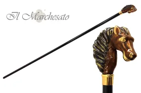 Beautifull Enamelled Horse - Walking Cane