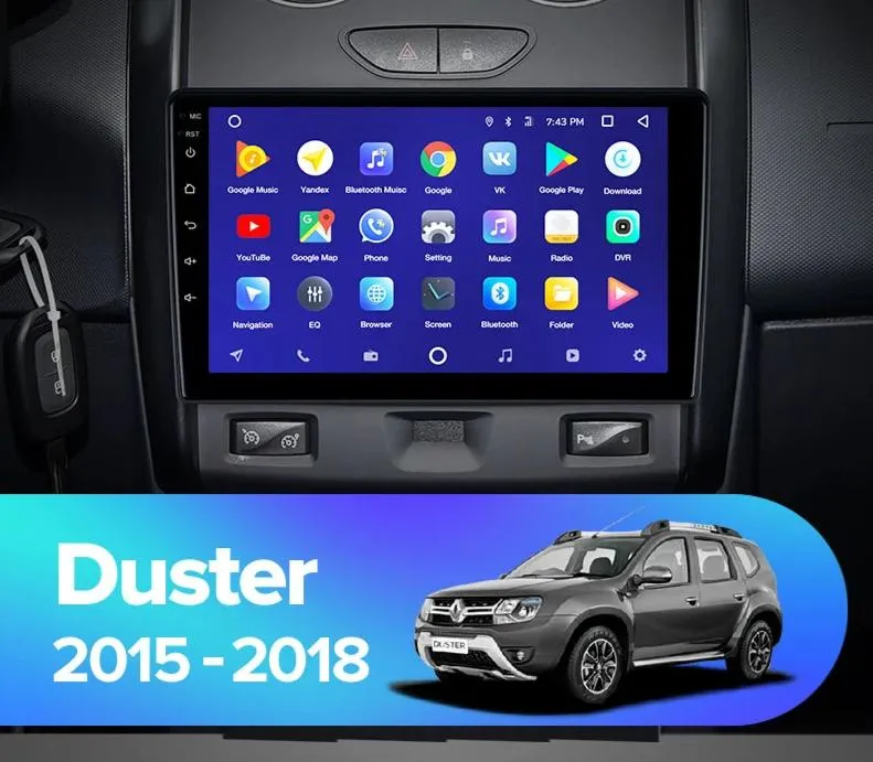 Car Dealz 10.2" Android 10.0 Renault Duster 2015-2018 w CAM In Dash Plus OEM Fascia