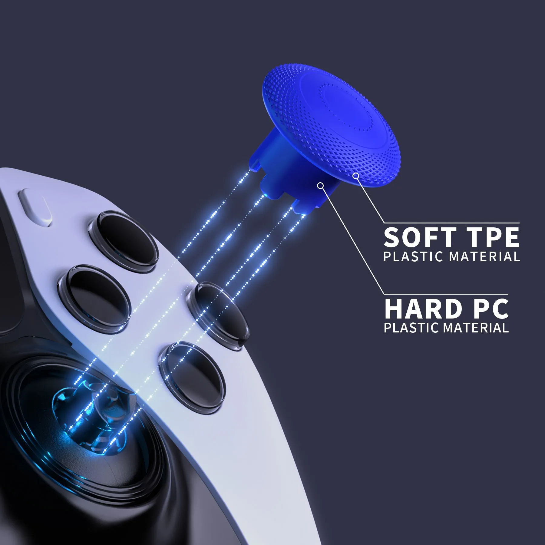 eXtremeRate ThumbsGear Interchangeable Thumbsticks for PS5 Edge Controller - Blue - XCKEGM006