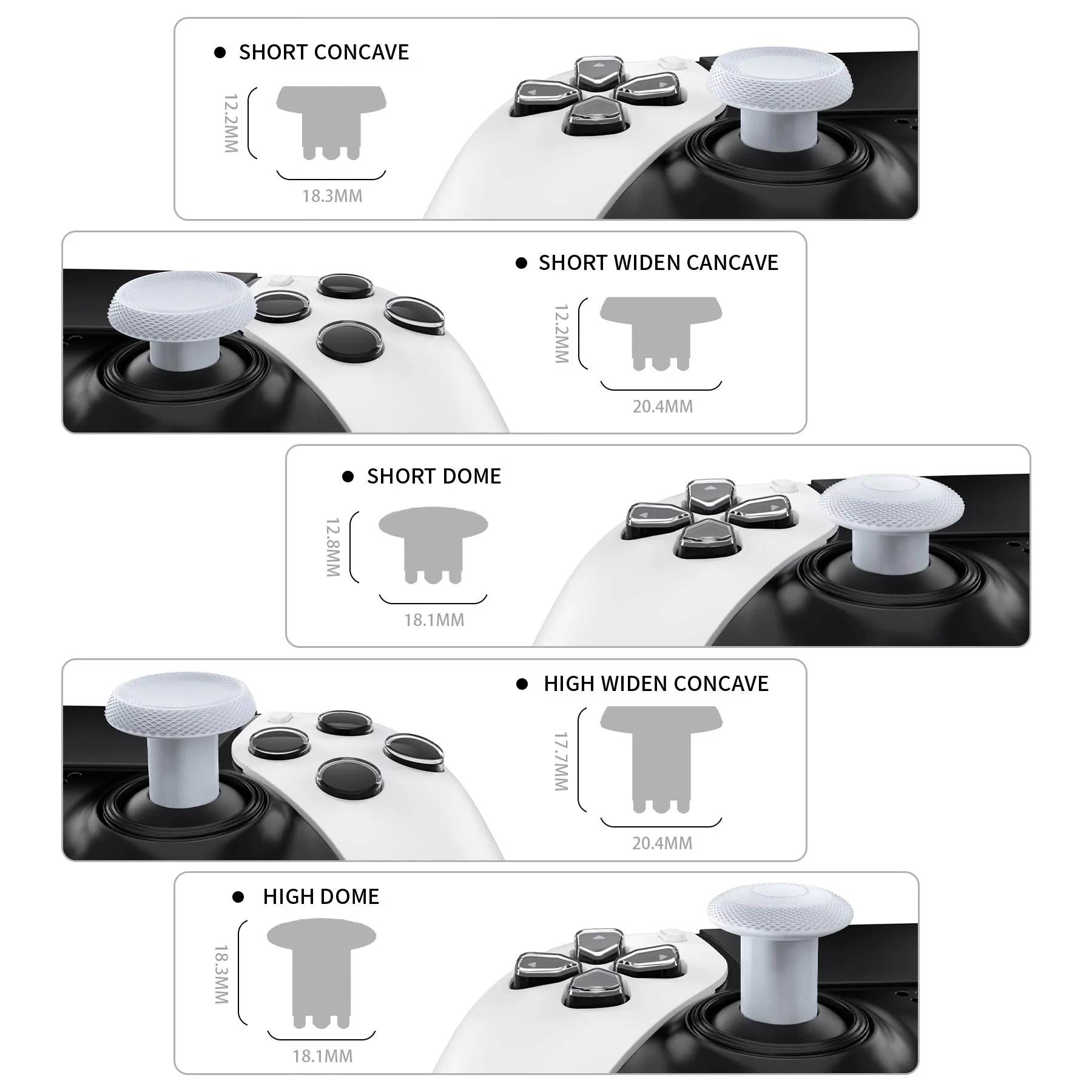 eXtremeRate ThumbsGear Interchangeable Thumbsticks for PS5 Edge Controller - Original White - XCKEGM002