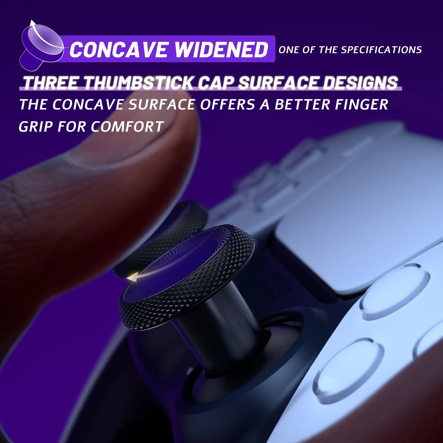 eXtremeRate ThumbsGear V3 Interchangeable Ergonomic Thumbstick for PS5 & PS4 Controller - Black