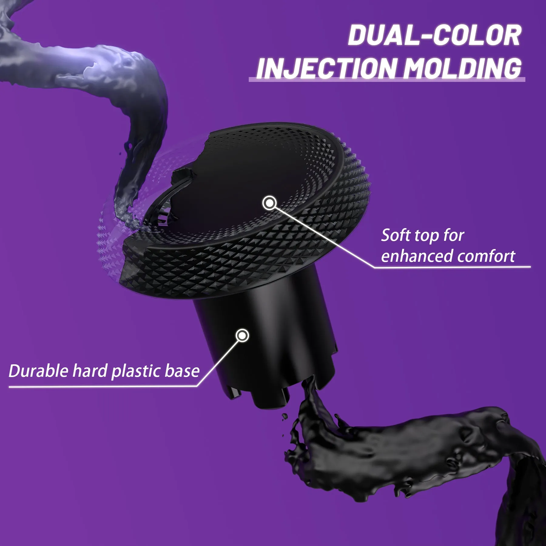 eXtremeRate ThumbsGear V3 Interchangeable Ergonomic Thumbstick for PS5 & PS4 Controller - Black
