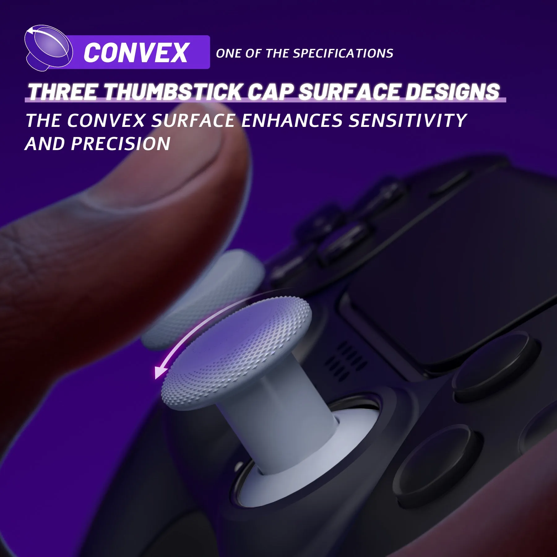 eXtremeRate ThumbsGear V3 Interchangeable Ergonomic Thumbstick for PS5 & PS4 Controller - Original White