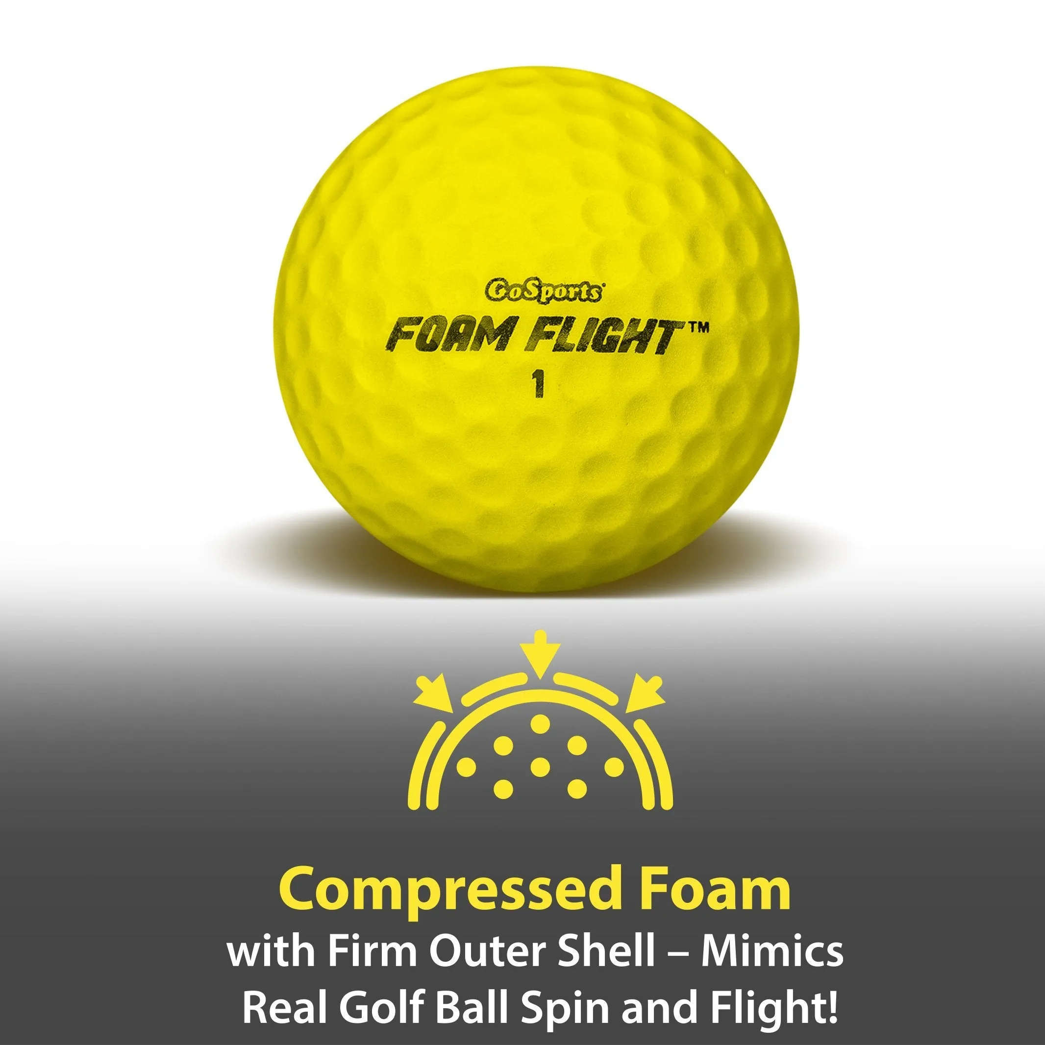 GoSports Foam Flight Practice Golf Balls - Yellow