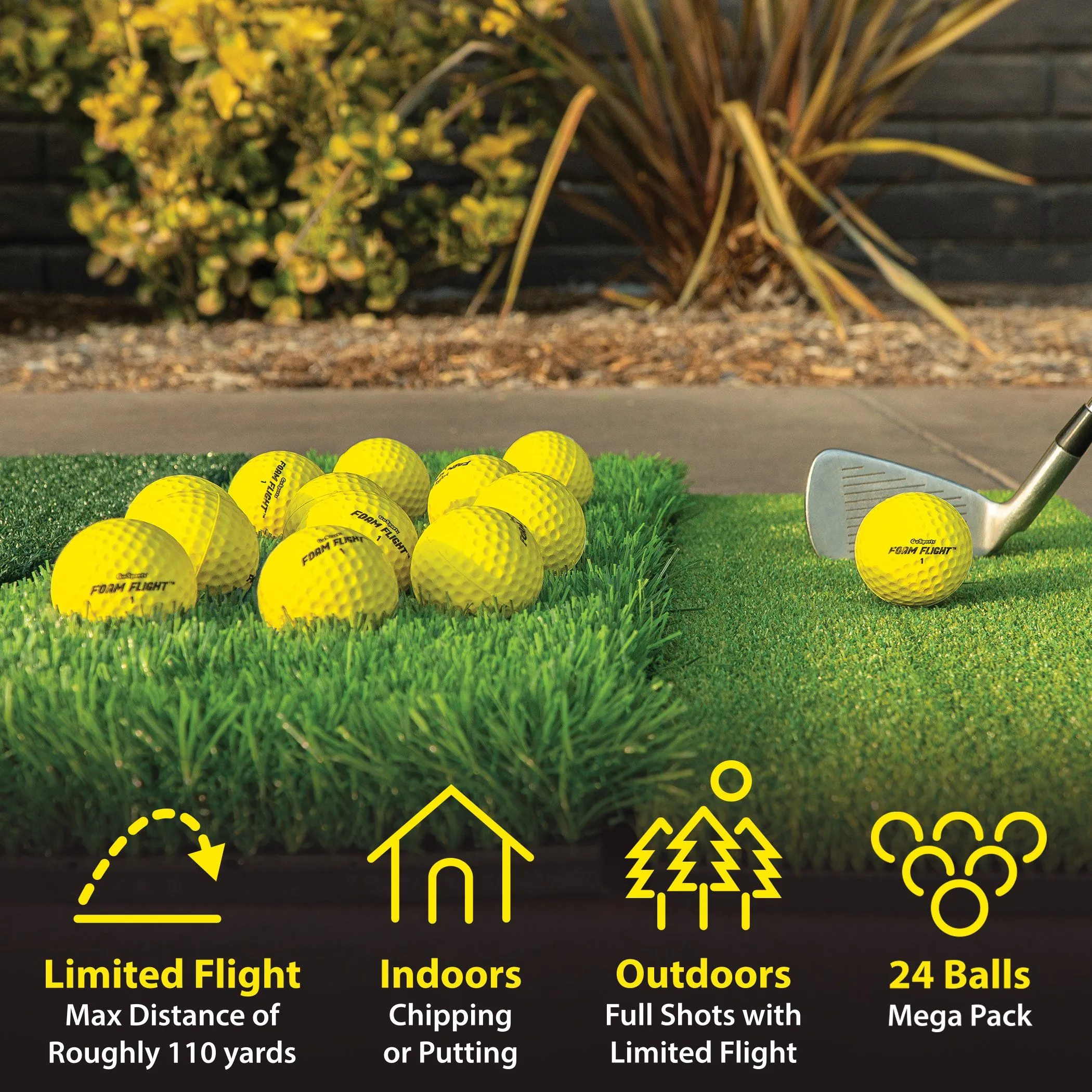 GoSports Foam Flight Practice Golf Balls - Yellow