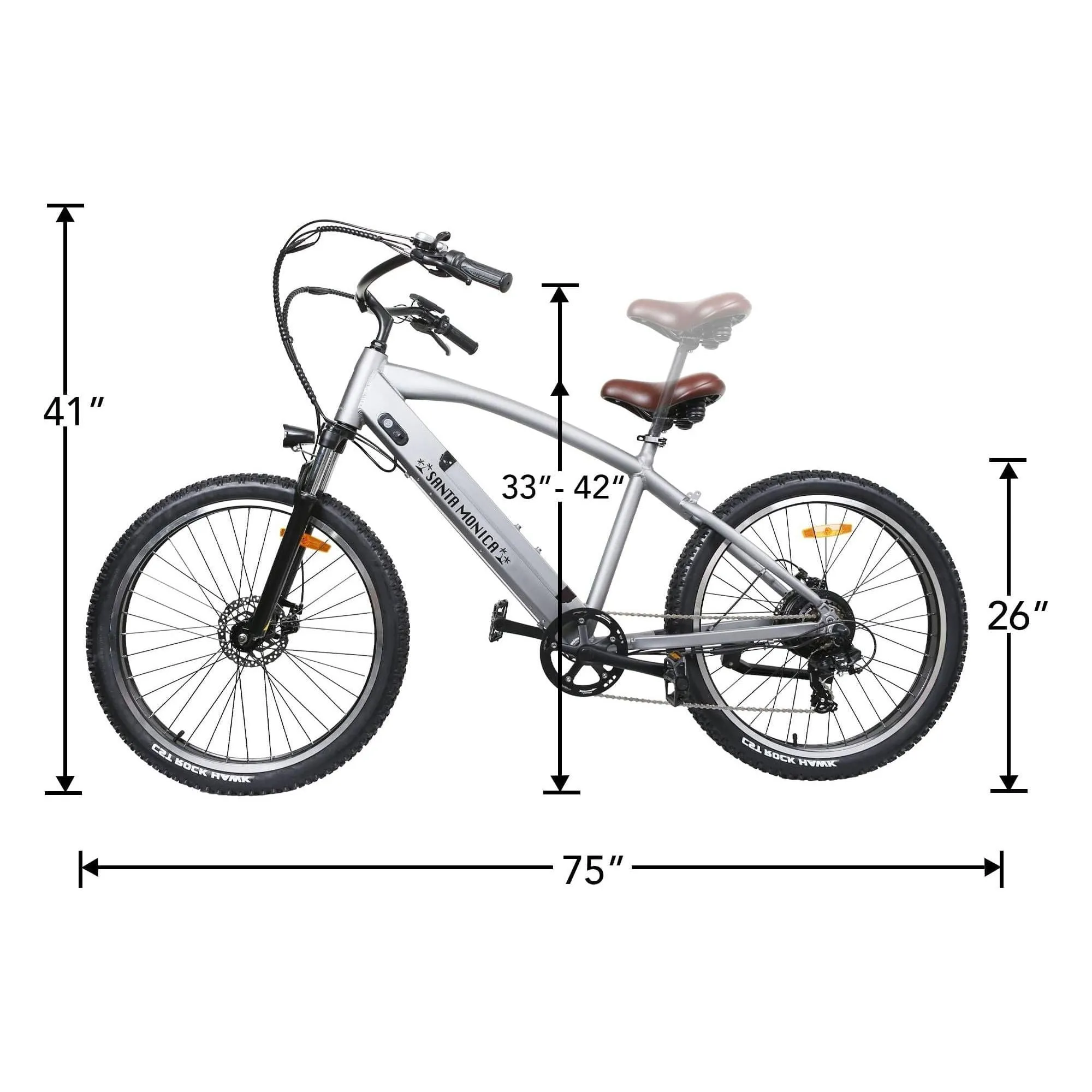 NAKTO, Santa Monica, Easy Riding 26" Cruiser - 500 Watt, 48V