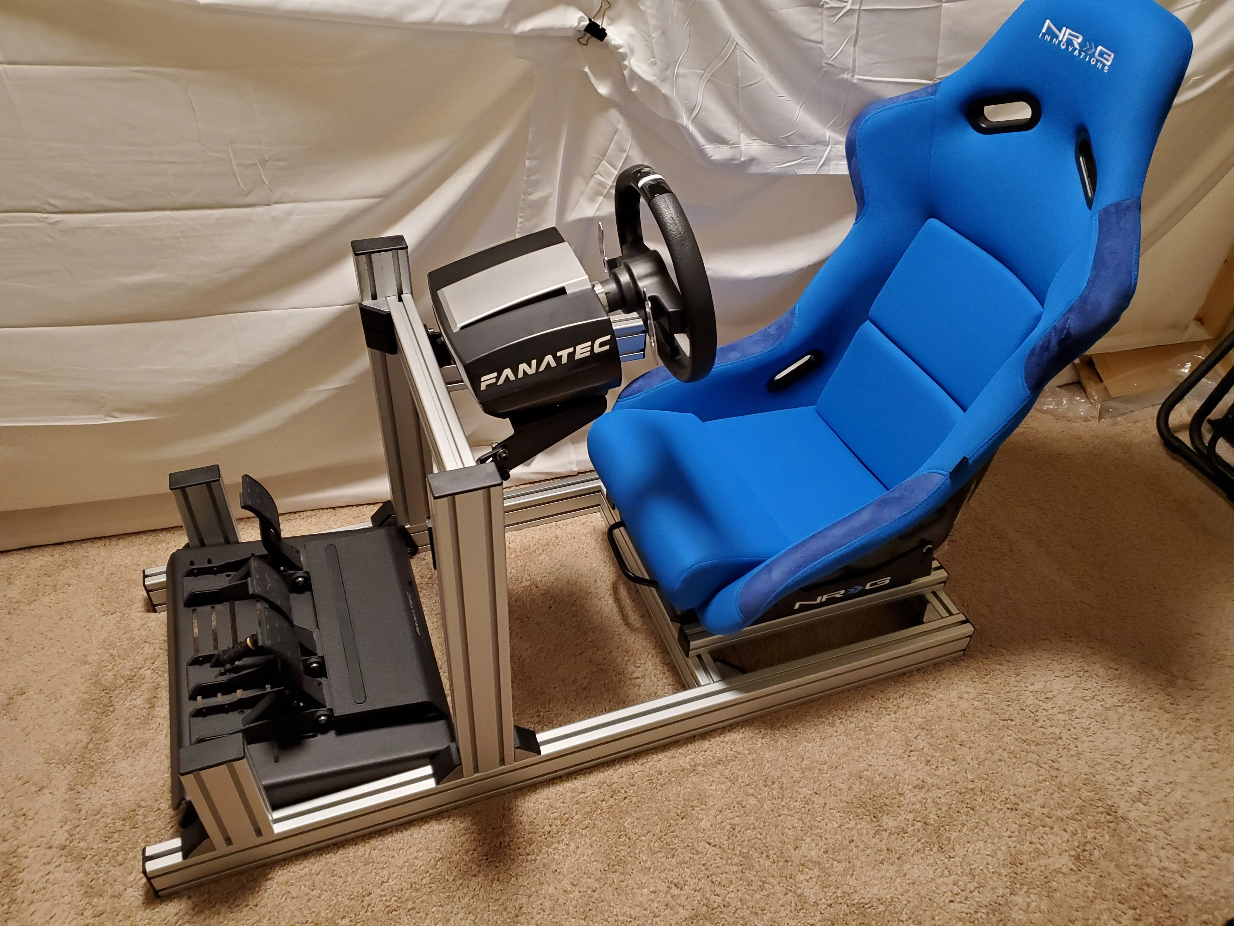 NRG Racing Seats (Large - Black/Red/Blue - Fiberglass Bucket - Fixed Back) FRP-300