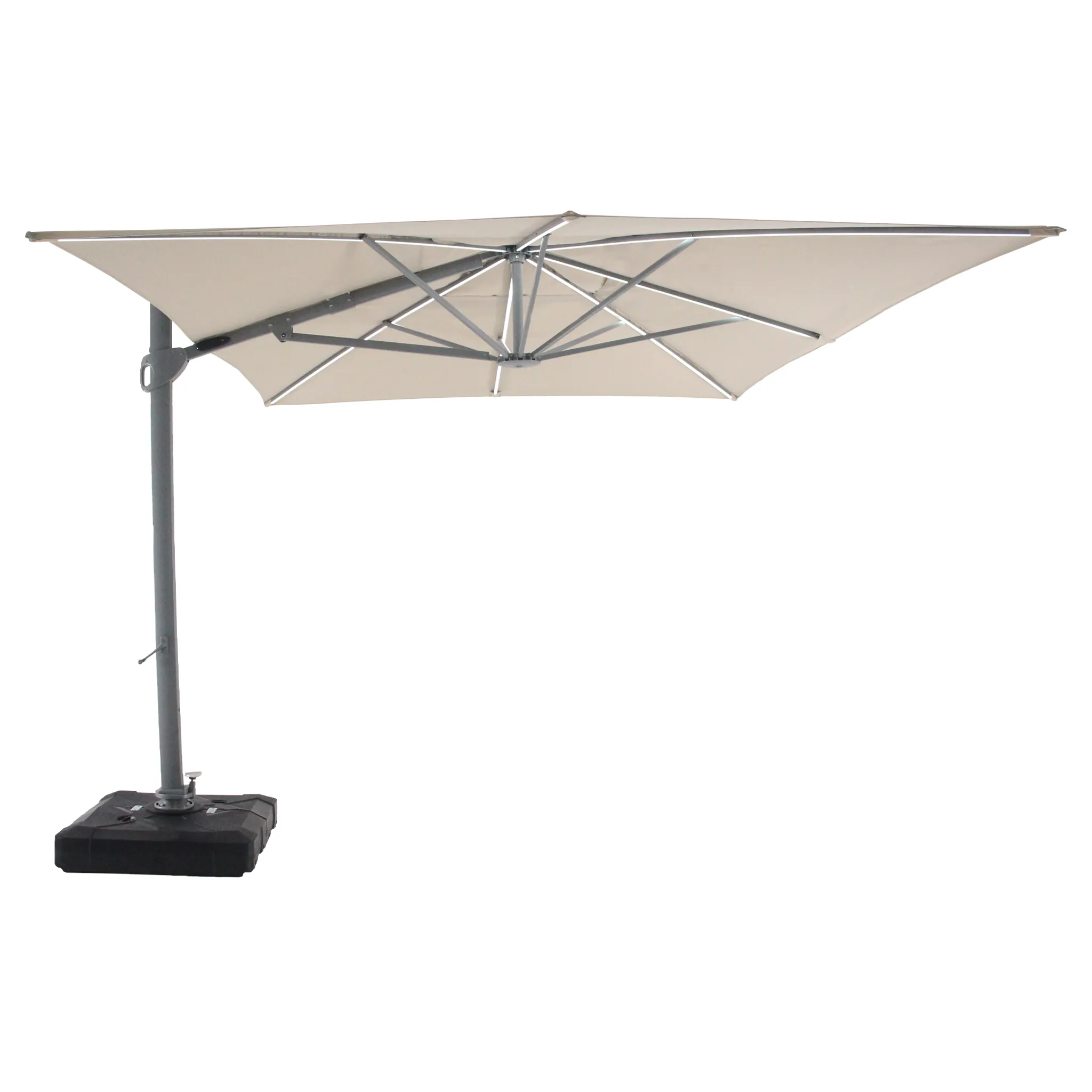 Pallas 4m x 3m Rectangular Cantilever Parasol with LED Lighting in Beige
