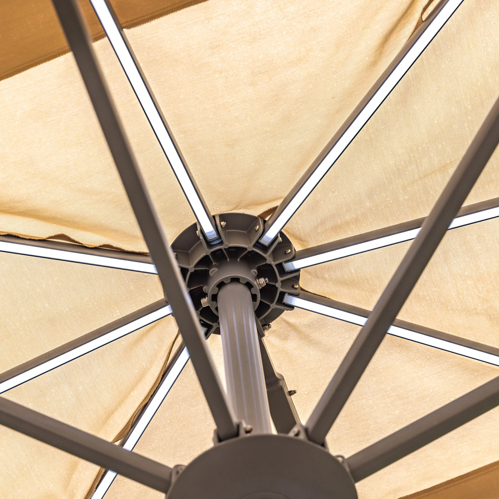 Pallas 4m x 3m Rectangular Cantilever Parasol with LED Lighting in Beige