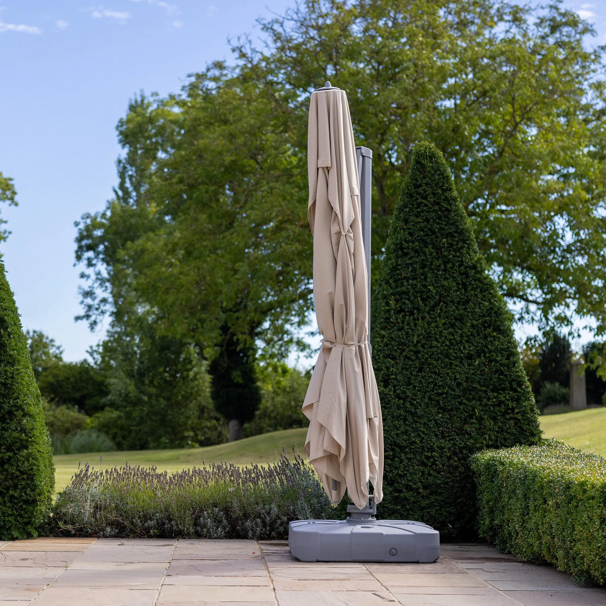 Pallas 4m x 3m Rectangular Cantilever Parasol with LED Lighting in Beige