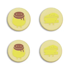 PlayVital Cheese & Pudding Cute Switch Thumb Grip Caps, Cream Yellow Joystick Caps for NS Switch Lite, Silicone Analog Cover Thumbstick Grips for Joycon of Switch OLED - NJM1101