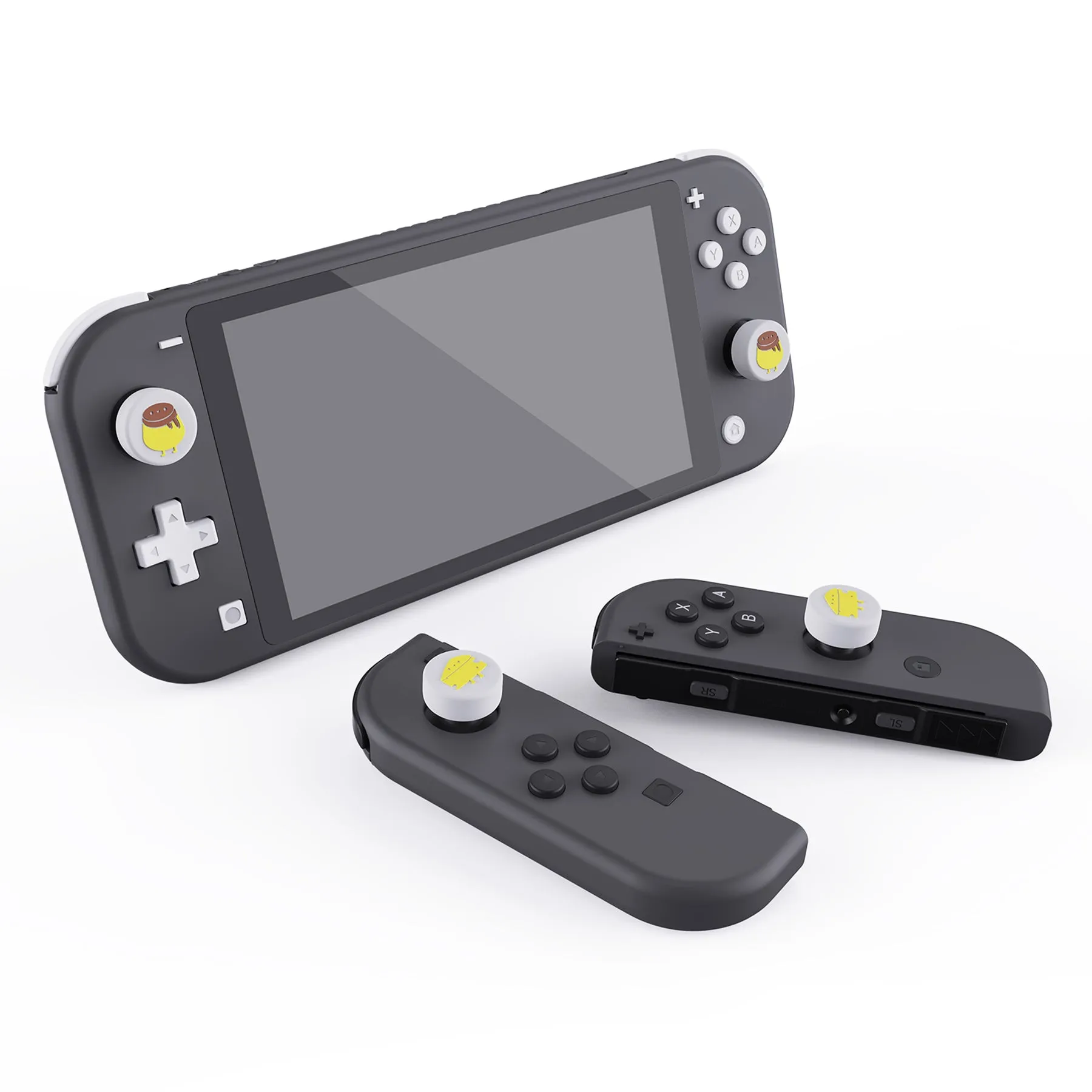 PlayVital Cheese & Pudding Cute Switch Thumb Grip Caps, White Joystick Caps for Nintendo Switch Lite, Silicone Analog Cover Thumbstick Grips for Joycon of Switch OLED - NJM1095