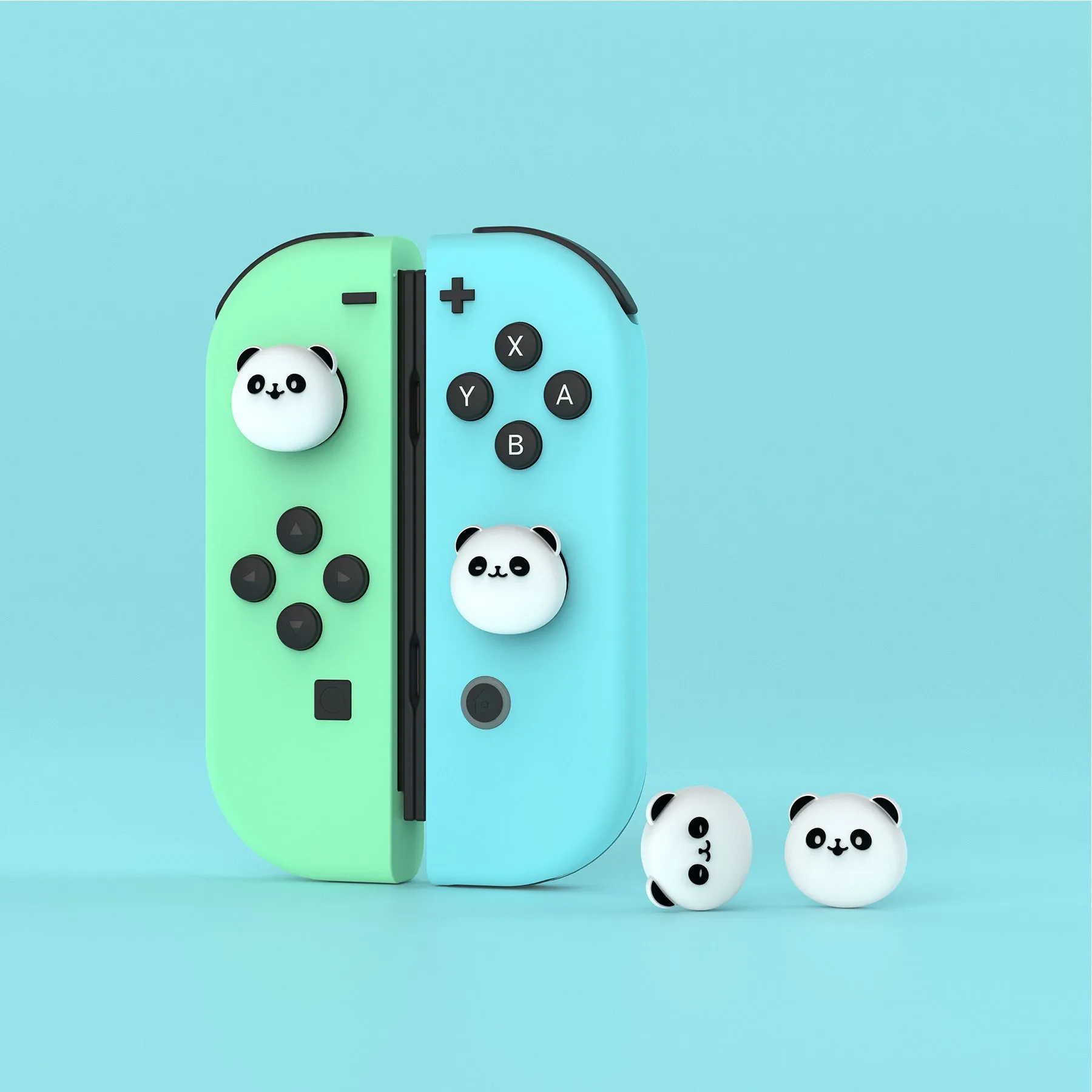 PlayVital Chubby Panda Cute Switch Thumb Grip Caps, Joystick Caps for NS Switch Lite, Silicone Analog Cover Thumbstick Grips for Joycon of Switch OLED - NJM1161