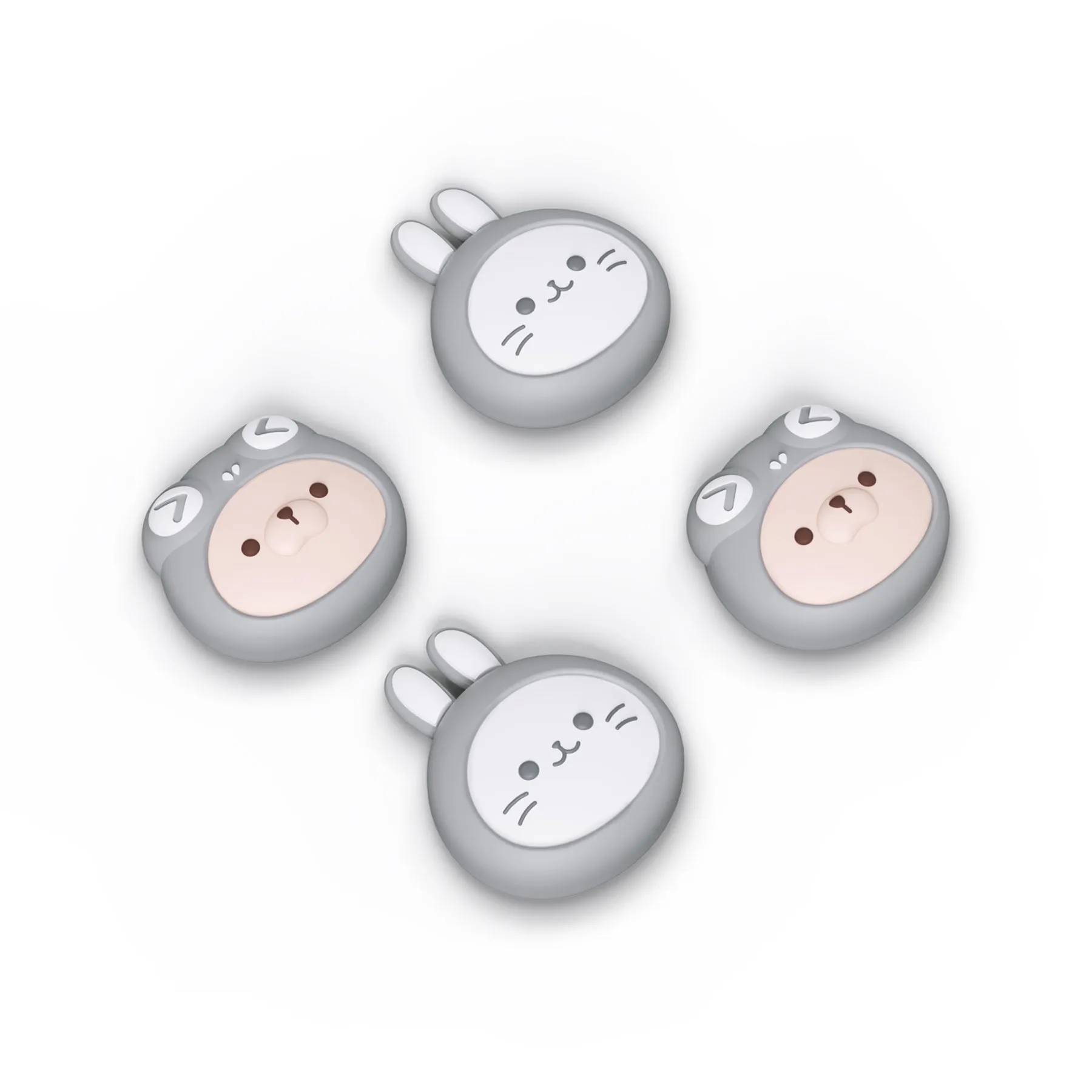 PlayVital  Cosplaying Kitten & Puppy Switch Thumb Grip Caps, Joystick Caps for NS Switch Lite, Silicone Analog Cover Thumbstick Grips for Switch OLED Joycon - Light Gray - NJM1174