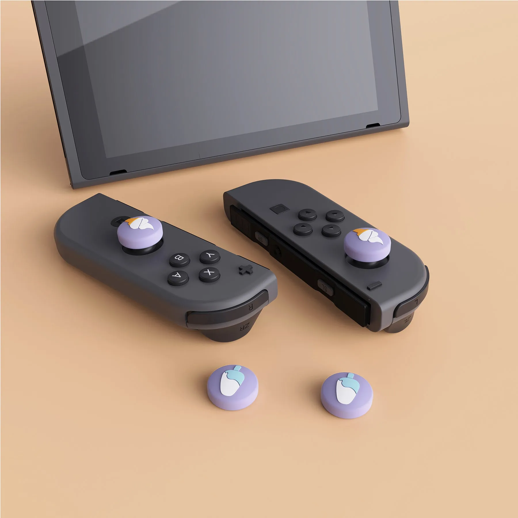 PlayVital Ice Cream Cute Switch Thumb Grip Caps, Light Violet Joystick Caps for NS Switch Lite, Silicone Analog Cover Thumbstick Grips for Joycon of Switch OLED - NJM1105