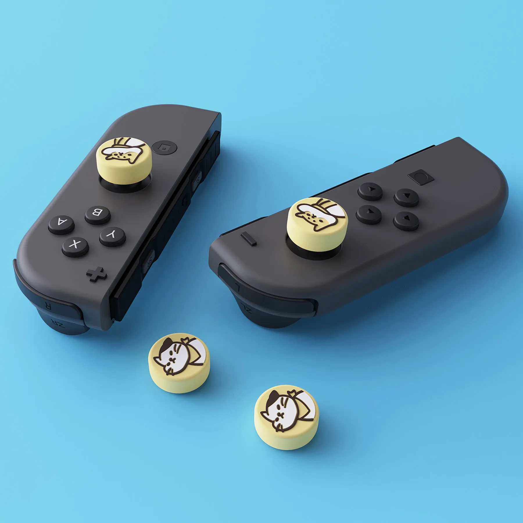 PlayVital Kitten & Doggie Cute Switch Thumb Grip Caps, Cream Yellow Joystick Caps for NS Switch Lite, Silicone Analog Cover Thumbstick Grips for Joycon of Switch OLED - NJM1115